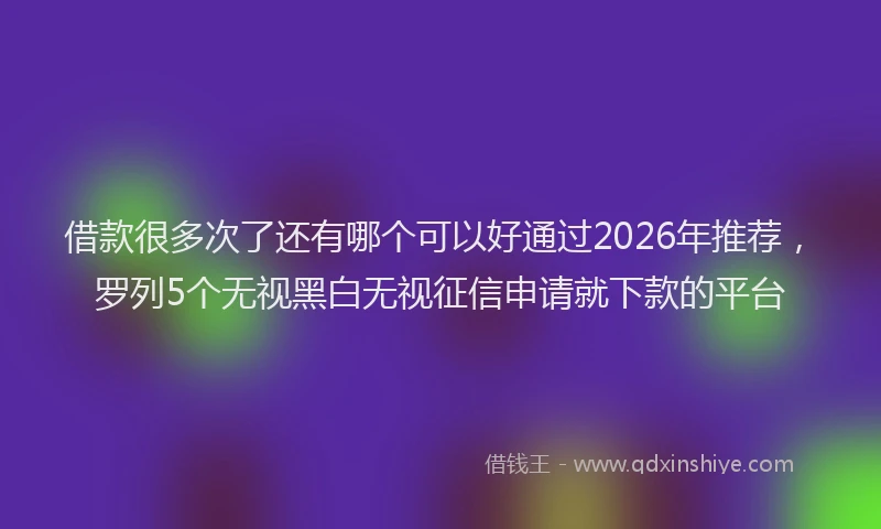 借款很多次了还有哪个可以好通过2026年推荐，罗列5个无视黑白无视征信申请就下款的平台