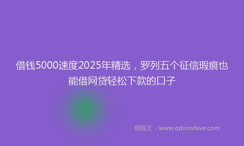 借钱5000速度2025年精选,罗列五个征信瑕疵也能借网贷轻松下款的口子
