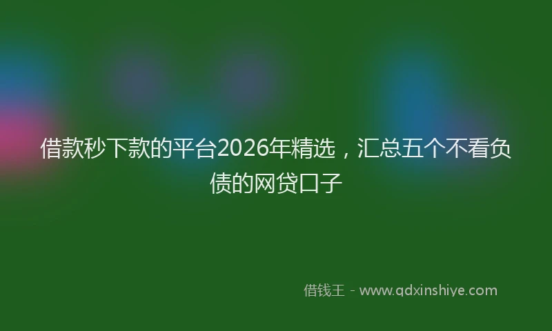 借款秒下款的平台2026年精选,汇总五个不看负债的网贷口子