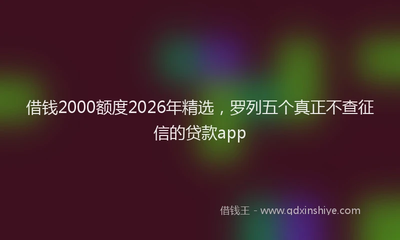 借钱2000额度2026年精选，罗列五个真正不查征信的贷款app
