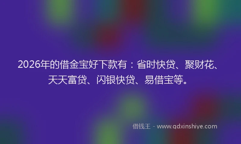 2026年的借金宝好下款有:省时快贷、聚财花、天天富贷、闪银快贷、易借宝等。