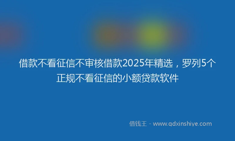 借款不看征信不审核借款2025年精选,罗列5个正规不看征信的小额贷款软件