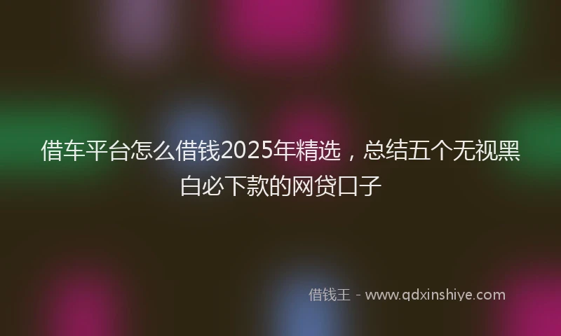 借车平台怎么借钱2025年精选，总结五个无视黑白必下款的网贷口子