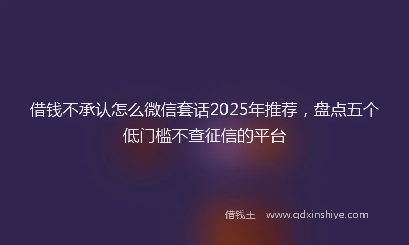 借钱不承认怎么微信套话2025年推荐，盘点五个低门槛不查征信的平台