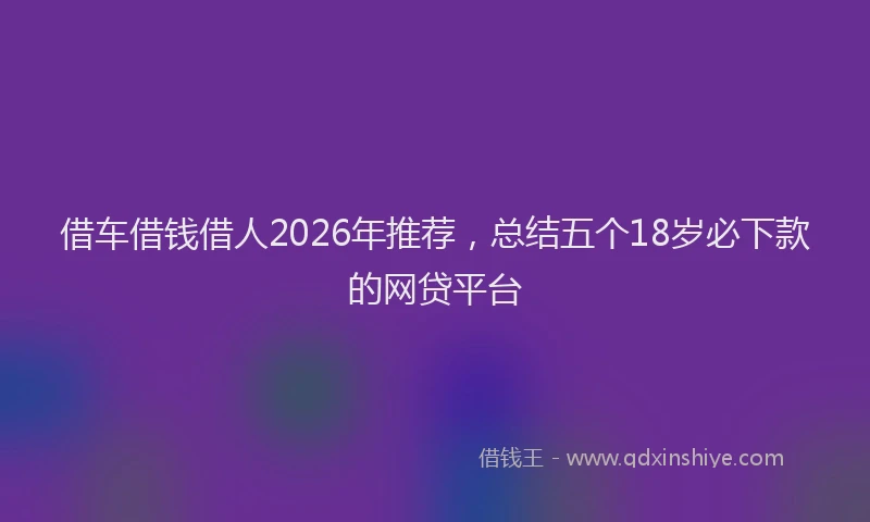 借车借钱借人2026年推荐，总结五个18岁必下款的网贷平台