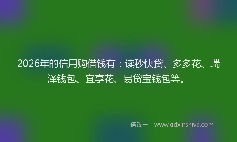 2026年的信用购借钱有：读秒快贷、多多花、瑞泽钱包、宜享花、易贷宝钱包等。