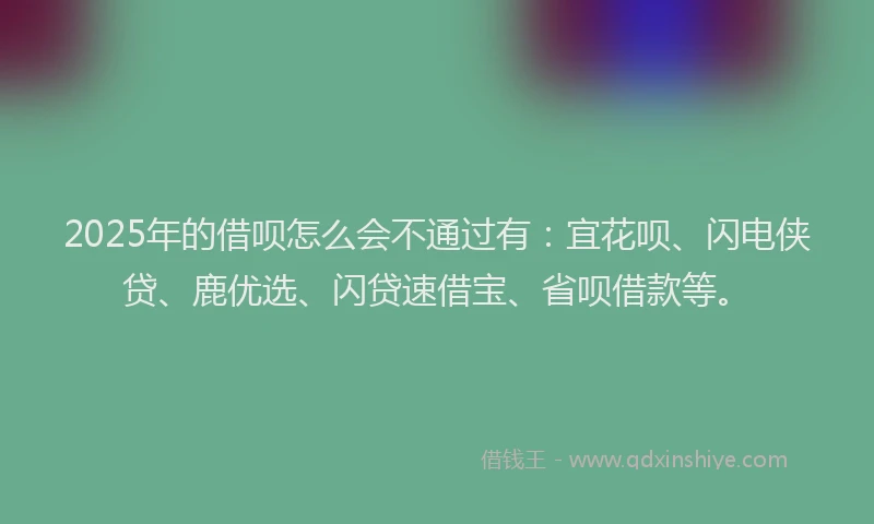2025年的借呗怎么会不通过有:宜花呗、闪电侠贷、鹿优选、闪贷速借宝、省呗借款等。