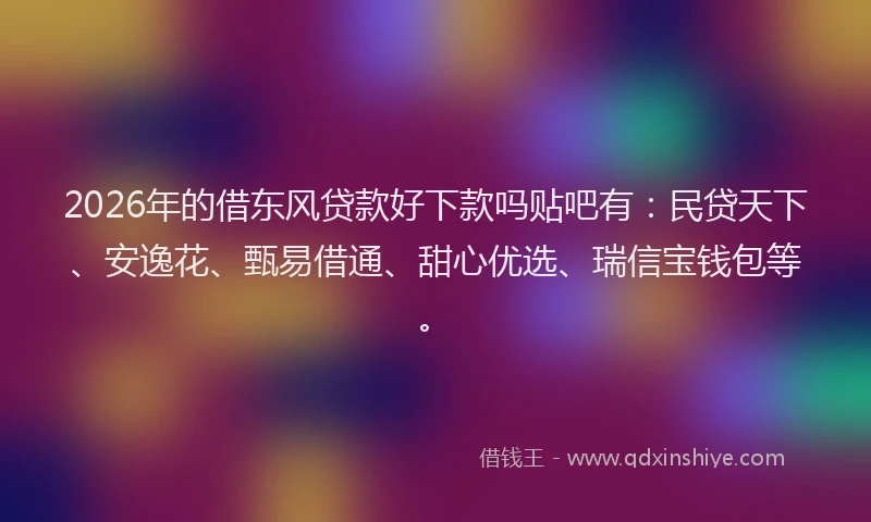 2026年的借东风贷款好下款吗贴吧有：民贷天下、安逸花、甄易借通、甜心优选、瑞信宝钱包等。