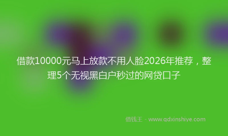 借款10000元马上放款不用人脸2026年推荐，整理5个无视黑白户秒过的网贷口子