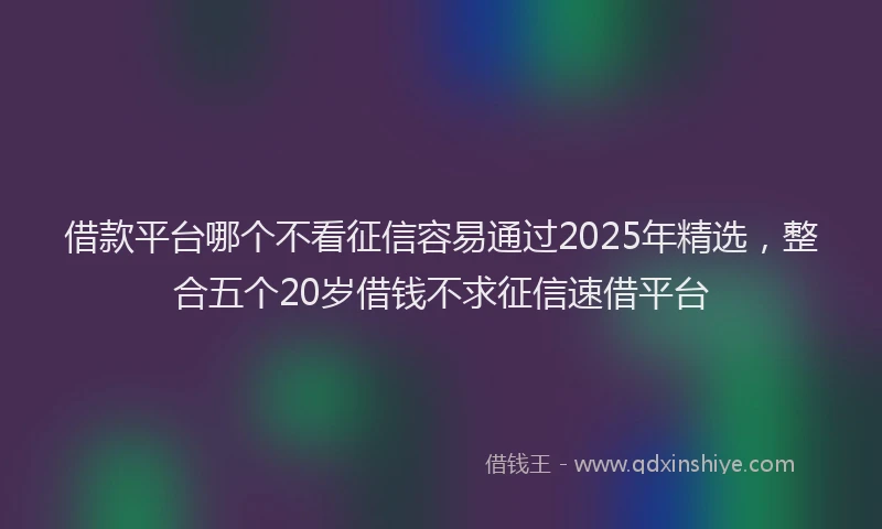 借款平台哪个不看征信容易通过2025年精选，整合五个20岁借钱不求征信速借平台