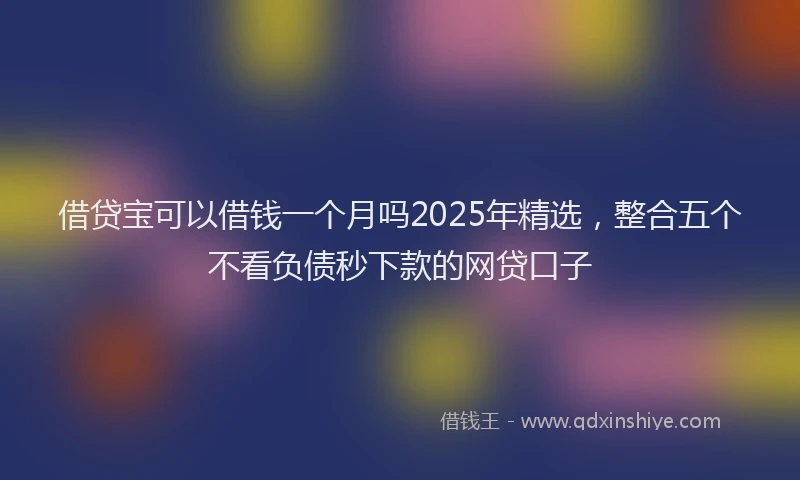借贷宝可以借钱一个月吗2025年精选，整合五个不看负债秒下款的网贷口子