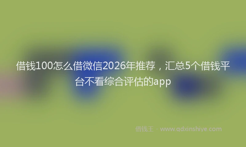 借钱100怎么借微信2026年推荐,汇总5个借钱平台不看综合评估的app