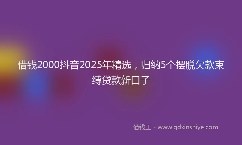 借钱2000抖音2025年精选，归纳5个摆脱欠款束缚贷款新口子