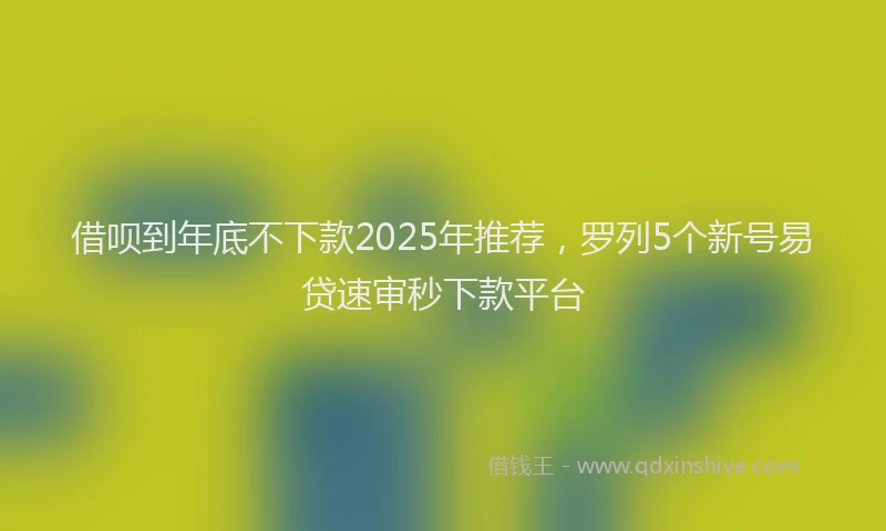 借呗到年底不下款2025年推荐,罗列5个新号易贷速审秒下款平台