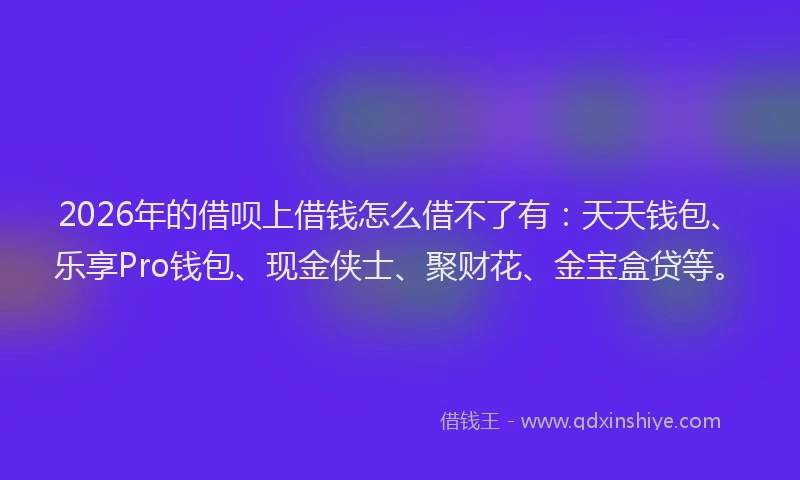 2026年的借呗上借钱怎么借不了有:天天钱包、乐享Pro钱包、现金侠士、聚财花、金宝盒贷等。