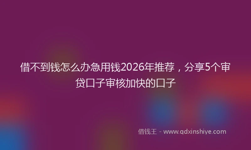 借不到钱怎么办急用钱2026年推荐,分享5个审贷口子审核加快的口子
