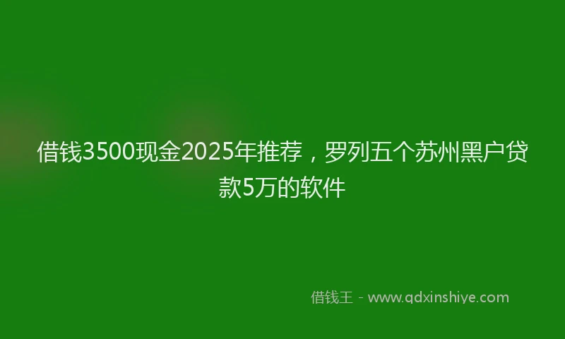 借钱3500现金2025年推荐，罗列五个苏州黑户贷款5万的软件