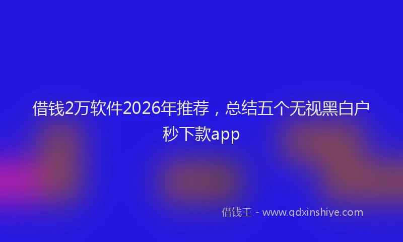 借钱2万软件2026年推荐，总结五个无视黑白户秒下款app