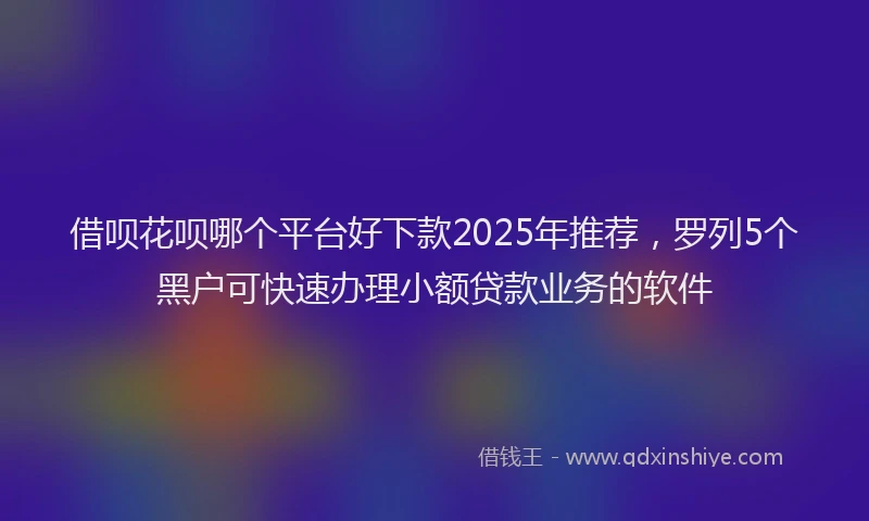 借呗花呗哪个平台好下款2025年推荐，罗列5个黑户可快速办理小额贷款业务的软件