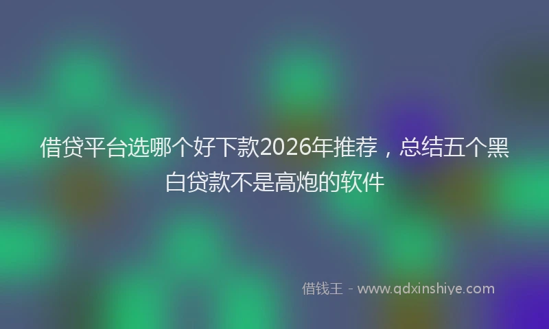 借贷平台选哪个好下款2026年推荐,总结五个黑白贷款不是高炮的软件