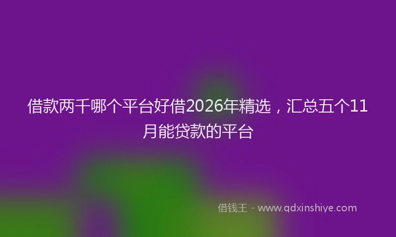 借款两千哪个平台好借2026年精选，汇总五个11月能贷款的平台