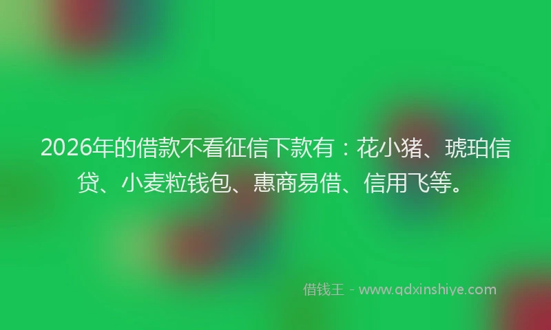 2026年的借款不看征信下款有：花小猪、琥珀信贷、小麦粒钱包、惠商易借、信用飞等。