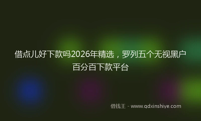借点儿好下款吗2026年精选,罗列五个无视黑户百分百下款平台