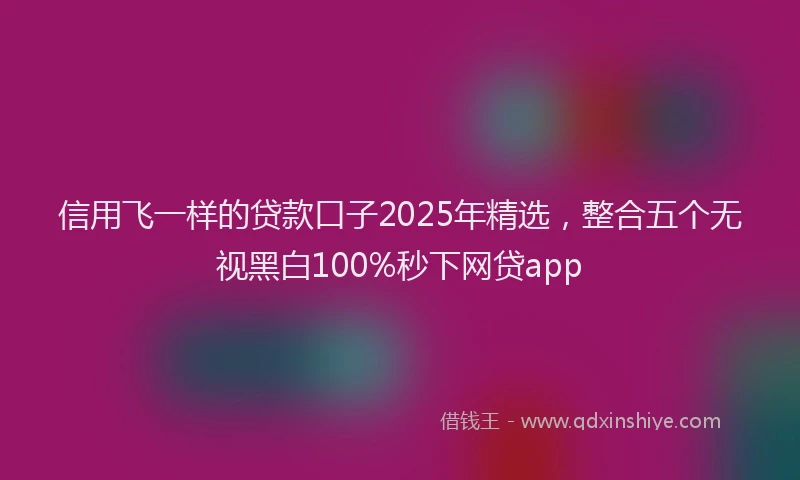 信用飞一样的贷款口子2025年精选，整合五个无视黑白100%秒下网贷app