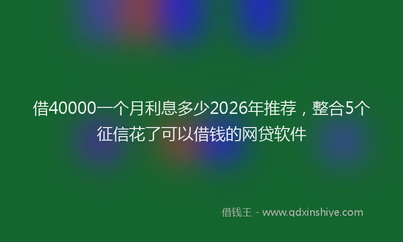 借40000一个月利息多少2026年推荐,整合5个征信花了可以借钱的网贷软件