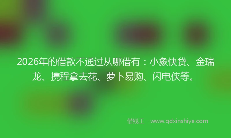 2026年的借款不通过从哪借有:小象快贷、金瑞龙、携程拿去花、萝卜易购、闪电侠等。