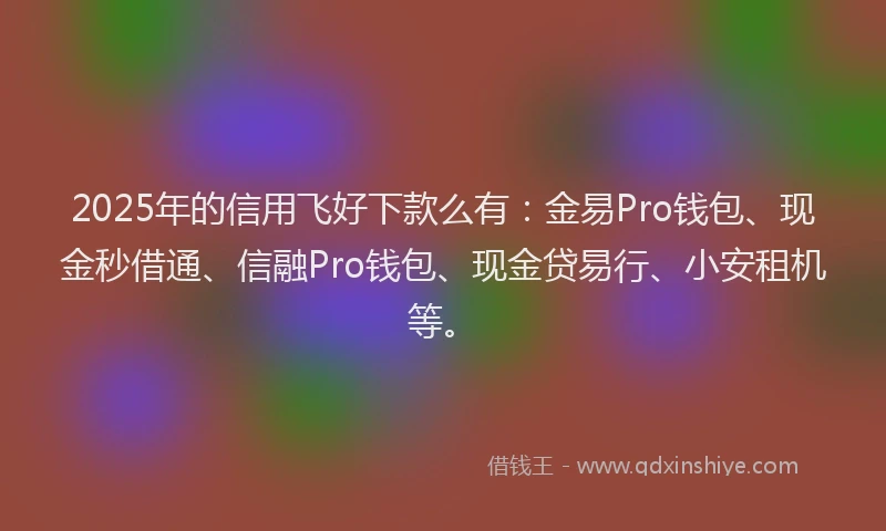 2025年的信用飞好下款么有：金易Pro钱包、现金秒借通、信融Pro钱包、现金贷易行、小安租机等。