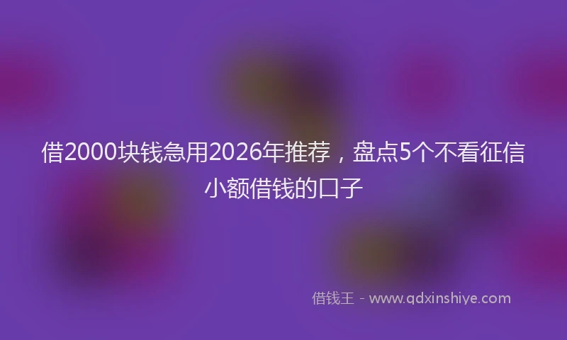 借2000块钱急用2026年推荐，盘点5个不看征信小额借钱的口子