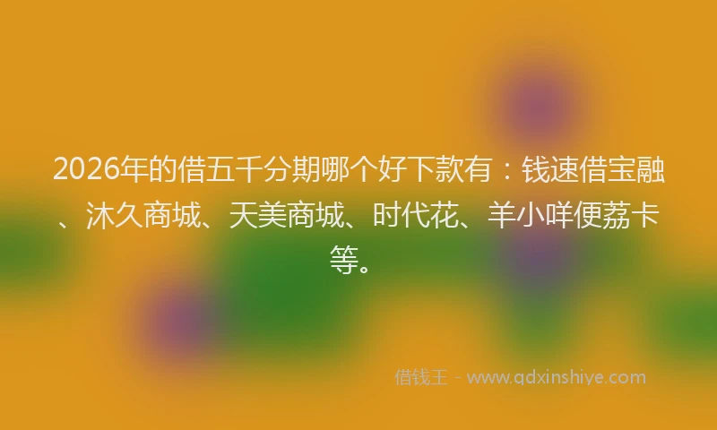 2026年的借五千分期哪个好下款有：钱速借宝融、沐久商城、天美商城、时代花、羊小咩便荔卡等。