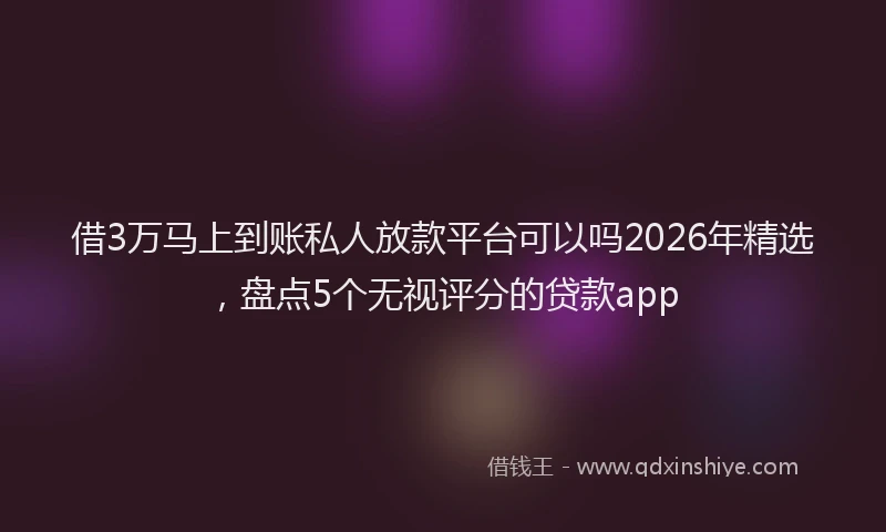 借3万马上到账私人放款平台可以吗2026年精选，盘点5个无视评分的贷款app