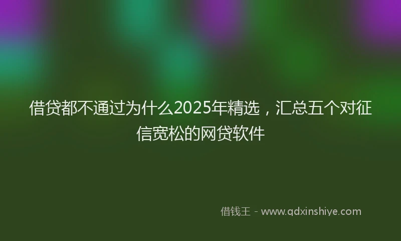 借贷都不通过为什么2025年精选，汇总五个对征信宽松的网贷软件
