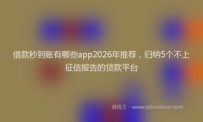 借款秒到账有哪些app2026年推荐,归纳5个不上征信报告的贷款平台