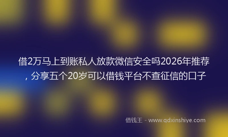 借2万马上到账私人放款微信安全吗2026年推荐,分享五个20岁可以借钱平台不查征信的口子