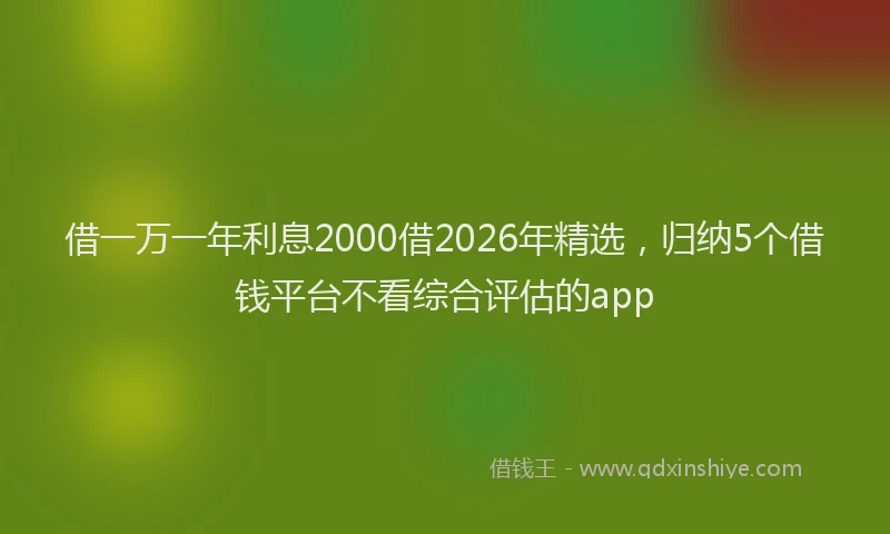 借一万一年利息2000借2026年精选，归纳5个借钱平台不看综合评估的app
