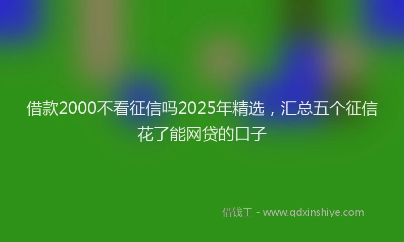 借款2000不看征信吗2025年精选,汇总五个征信花了能网贷的口子
