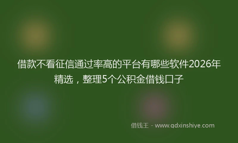 借款不看征信通过率高的平台有哪些软件2026年精选，整理5个公积金借钱口子