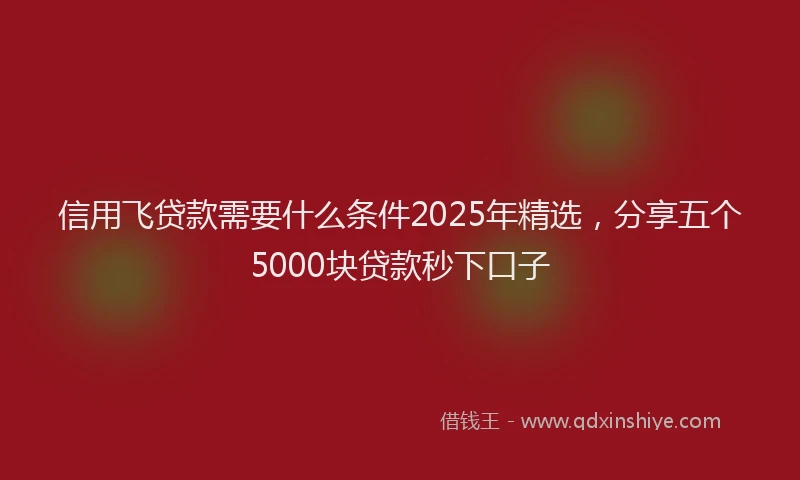 信用飞贷款需要什么条件2025年精选,分享五个5000块贷款秒下口子