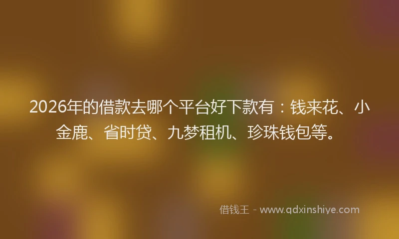 2026年的借款去哪个平台好下款有：钱来花、小金鹿、省时贷、九梦租机、珍珠钱包等。