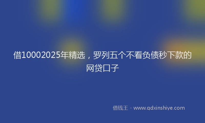 借10002025年精选,罗列五个不看负债秒下款的网贷口子