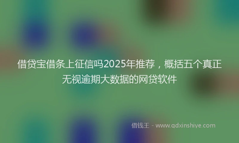 借贷宝借条上征信吗2025年推荐，概括五个真正无视逾期大数据的网贷软件