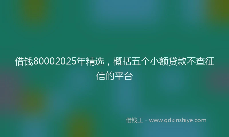 借钱80002025年精选,概括五个小额贷款不查征信的平台