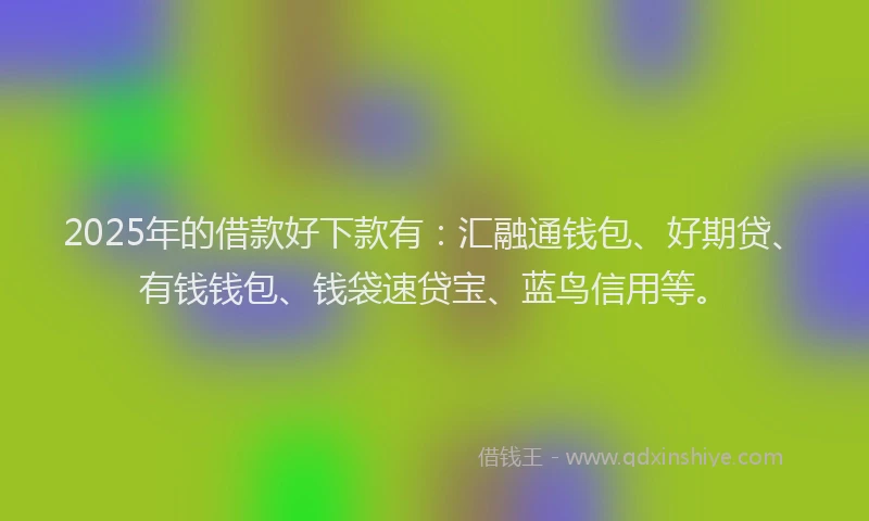 2025年的借款好下款有:汇融通钱包、好期贷、有钱钱包、钱袋速贷宝、蓝鸟信用等。