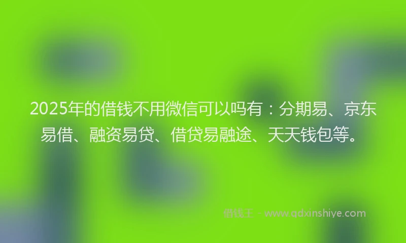 2025年的借钱不用微信可以吗有：分期易、京东易借、融资易贷、借贷易融途、天天钱包等。