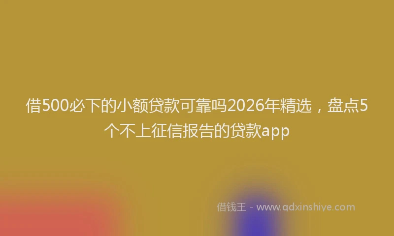 借500必下的小额贷款可靠吗2026年精选，盘点5个不上征信报告的贷款app