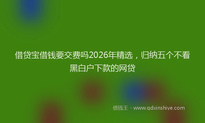 借贷宝借钱要交费吗2026年精选，归纳五个不看黑白户下款的网贷