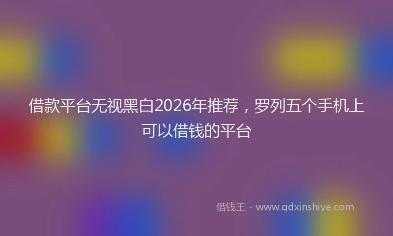 借款平台无视黑白2026年推荐,罗列五个手机上可以借钱的平台